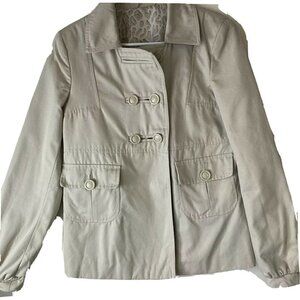 United Colors of Benetton Double Breasted Twill Tan Jacket Topper Size 8 US